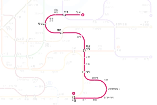 장지역 8호선 시간표 노선도(첫차 막차 서울 지하철) - 머니시스팁